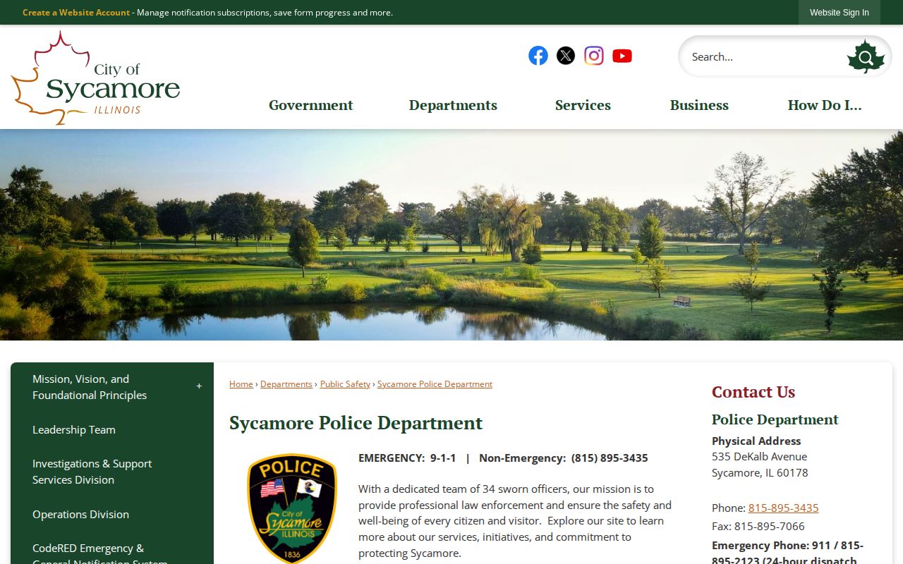 Sycamore Police Department official contact and agency page