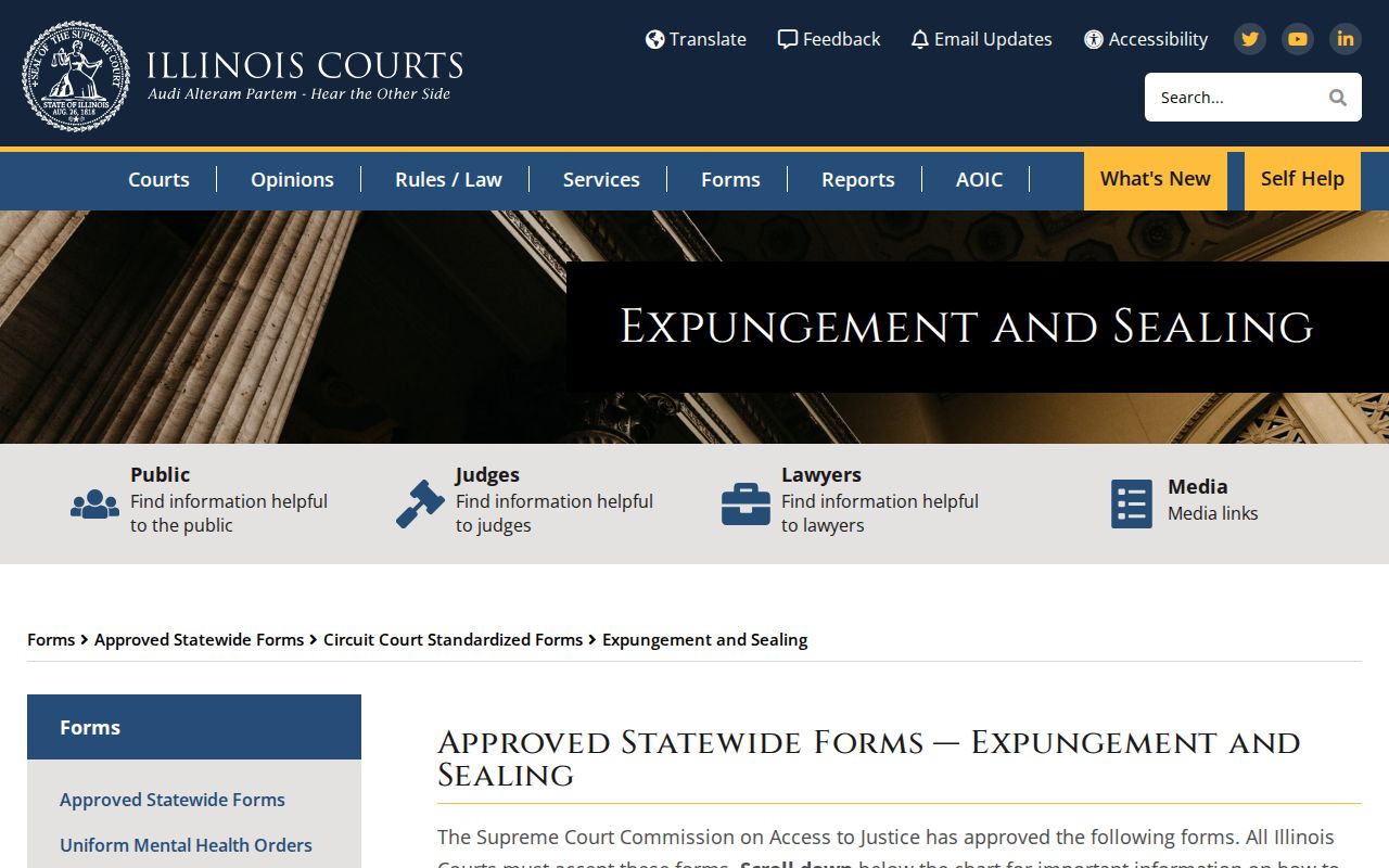 Illinois court forms for DeKalb County arrest record sealing
